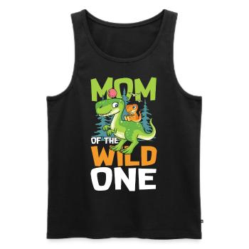 MOM OF THE WILD ONE - Dino Dinosaurier für Mama - Männer Premium Bio Tank Top - Schwarz - Vorne - Michal (187cm)