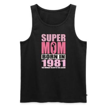Mama Geburtstag 1981 | Super Mom - Männer Premium Bio Tank Top - Schwarz - Vorne - AI Model Male 178 light (178cm)