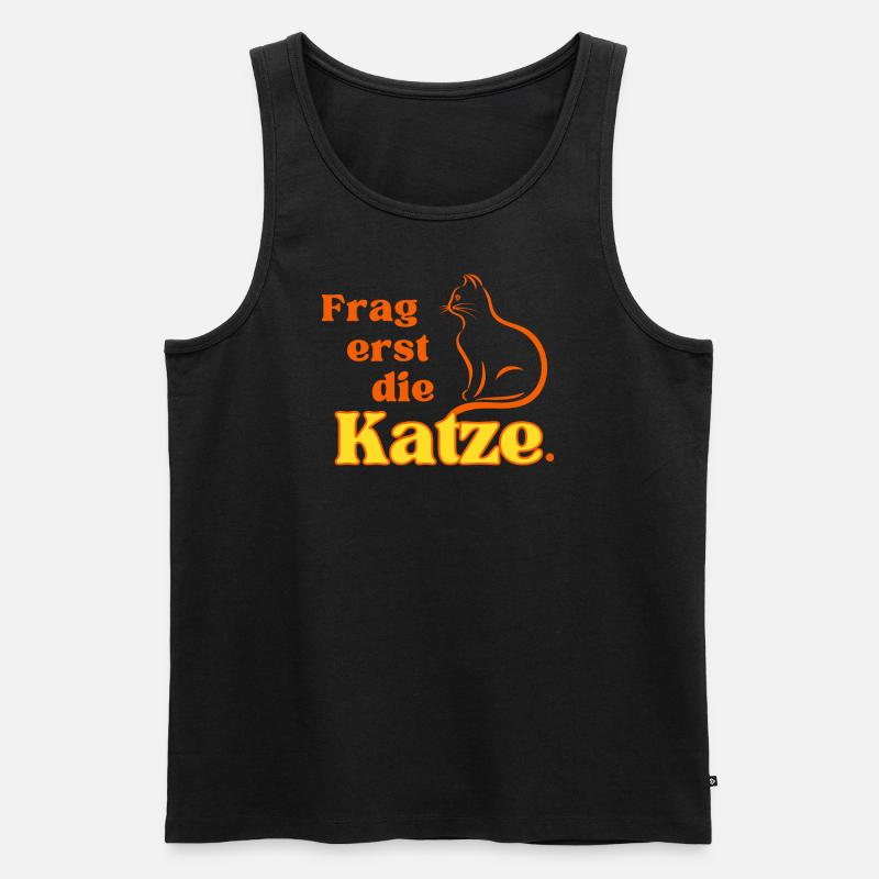 Frag erst die Katze. - Männer Premium Bio Tank Top - Schwarz