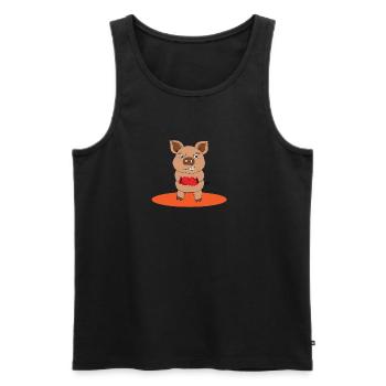 Boxing pig - Men's Premium Organic Tank Top - black - Front - AI Model Male 178 light (178cm)