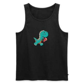 Dino pizza - Men's Premium Organic Tank Top - black - Front - AI Model Male 178 light (178cm)
