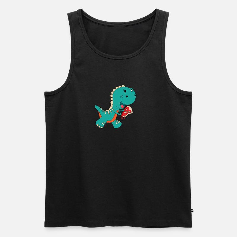 Dino Pizza - Männer Premium Bio Tank Top - Schwarz