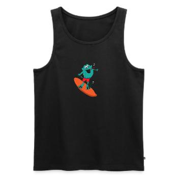 Surfing frog - Men's Premium Organic Tank Top - black - Front - AI Model Male 178 light (178cm)