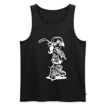 Fille de hockey sur glace - Débardeur bio Premium Homme - noir - Devant - Michal (187cm)