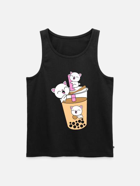 Boba Thé Bubble Chat - Débardeur bio Premium Homme - noir