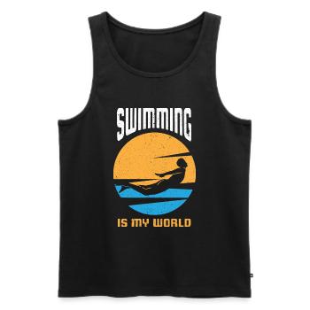 Schwimmer Schwimmen 50 Meter Bahn - Männer Premium Bio Tank Top - Schwarz - Vorne - AI Model Male 178 light (178cm)