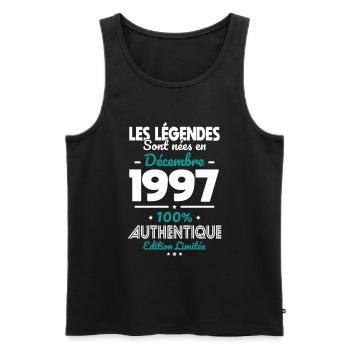 Anniversaire 25 ans - Fabriqué en Décembre 1997 - Débardeur bio Premium Homme - noir - Devant - Michal (187cm)