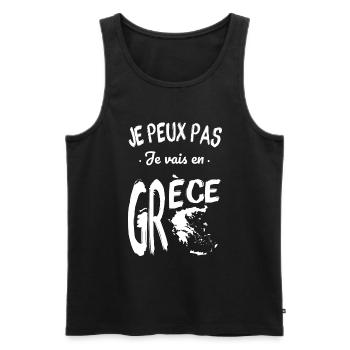 Je peux pas je vais en Grèce - Débardeur bio Premium Homme - noir - Devant - Michal (187cm)