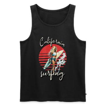 Californie Surf Rétro Sunset Surfer Fille - Débardeur bio Premium Homme - noir - Devant - AI Model Male 178 light (178cm)