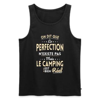 La Perfection n'existe pas le Camping est Réel - Débardeur bio Premium Homme - noir - Devant - AI Model Male 178 light (178cm)