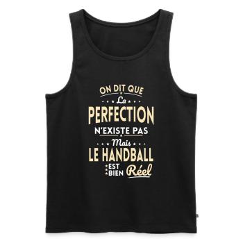 La Perfection n'existe pas le Handball est Réel - Débardeur bio Premium Homme - noir - Devant - Michal (187cm)