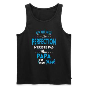 La Perfection n'existe pas Mais Papa est Réel - Débardeur bio Premium Homme - noir - Devant - Michal (187cm)