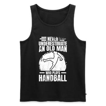 Unterschätze nie einen alten Handballer - Männer Premium Bio Tank Top - Schwarz - Vorne - Michal (187cm)