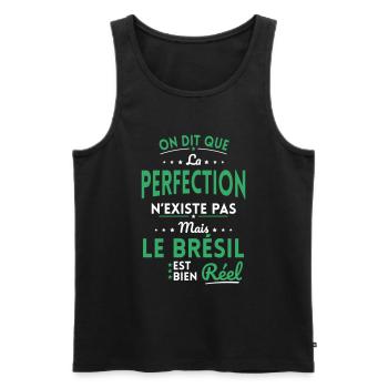 La Perfection n'existe pas le Brésil est bien Réel - Débardeur bio Premium Homme - noir - Devant - Michal (187cm)
