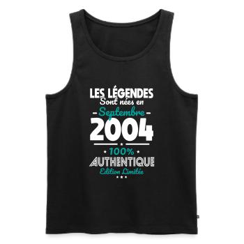 20th anniversary - Legends born September 2004 - Men's Premium Organic Tank Top - black - Front - Michal (187cm)