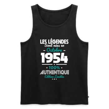 70th Anniversary - Legends born October 1954 - Men's Premium Organic Tank Top - black - Front - Michal (187cm)