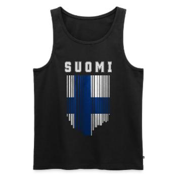 Drapeau de la Finlande, fierté finlandaise - Débardeur bio Premium Homme - noir - Devant - Michal (187cm)