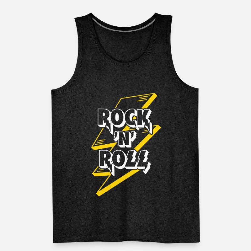 Rock'n'Roll Text Logo mit Blitz Männer Premium Bio Tank Top