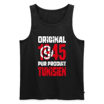 80th Birthday - Original 1945 - Tunisian - Men's Premium Organic Tank Top - black - Front - AI Model Male 178 light (178cm)