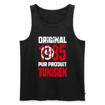 40th Anniversary - Original 1985 - Tunisian - Men's Premium Organic Tank Top - black - Front - AI Model Male 178 light (178cm)