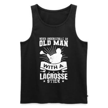 Lacrosse Player Grandpa - Men's Premium Organic Tank Top - black - Front - Michal (187cm)
