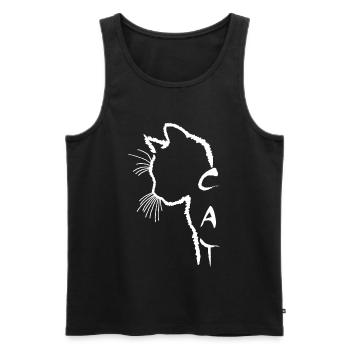 Silhouette de chat blanc - Débardeur bio Premium Homme - noir - Devant - Michal (187cm)