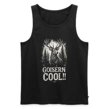 Goisern Hirsch Wald - Männer Premium Bio Tank Top - Schwarz - Vorne - Michal (187cm)