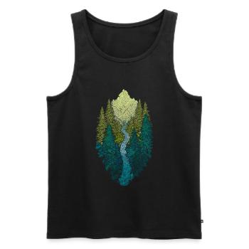 Berglandschaft mit Wald und Fluss – Naturdesign - Männer Premium Bio Tank Top - Schwarz - Vorne - Michal (187cm)