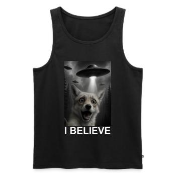 Fox, UFO, Abduction in the Forest, Humor, Extraterrestrial - Men's Premium Organic Tank Top - black - Front - Michal (187cm)