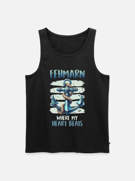 FEHMARN WHERE MY HEART BEATS Funny - Men's Premium Organic Tank Top - black