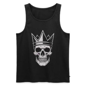Skull with Crown Dark Gothic Shirt Sticker - Männer Premium Bio Tank Top - Schwarz - Vorne - Michal (187cm)