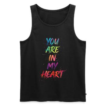 You Are In My Heart Color Text Painting Print - Men's Premium Organic Tank Top - black - Front - AI Model Male 178 light (178cm)