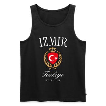 İzmir Türkei Wappen Krone – Reise Souvenir - Männer Premium Bio Tank Top - Schwarz - Vorne - AI Model Male 178 light (178cm)