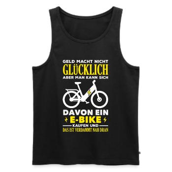 Geld Macht Nicht Glücklich Aber E-Bike Fahrrad - Männer Premium Bio Tank Top - Schwarz - Vorne - Michal (187cm)