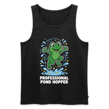 Grenouille professionnelle de sauteur d’étang - Débardeur bio Premium Homme - noir - Devant - Michal (187cm)