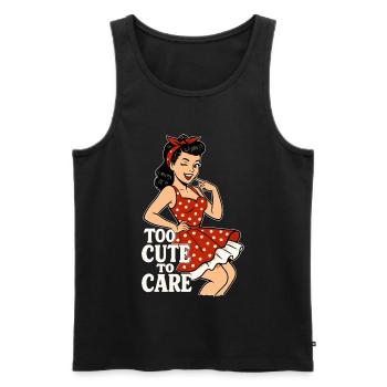 Too Cute to Care – Naughty Pin-up Girl Retro - Men's Premium Organic Tank Top - black - Front - Michal (187cm)