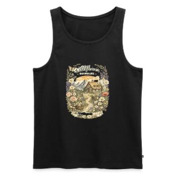 Country cottage and wildflowers - Men's Premium Organic Tank Top - black - Front - Michal (187cm)