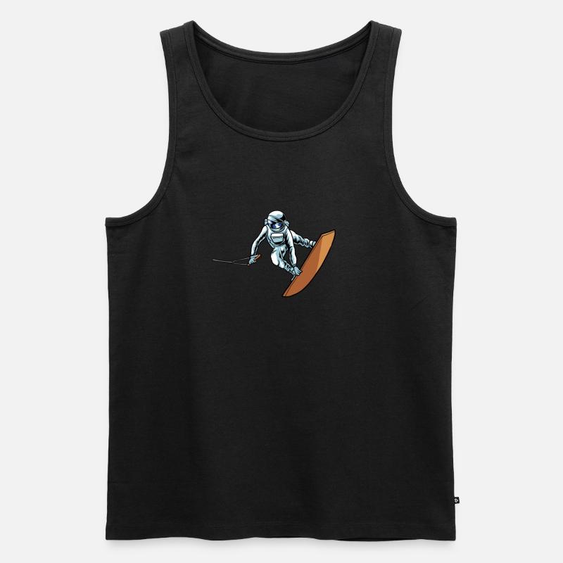 Wakeboard Wakeboarder Astronaut - Männer Premium Bio Tank Top - Schwarz