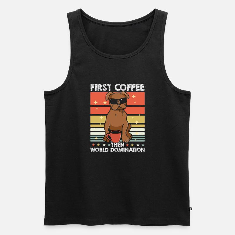 Mops Hund Kaffee Sonnenbrille - Männer Premium Bio Tank Top - Schwarz