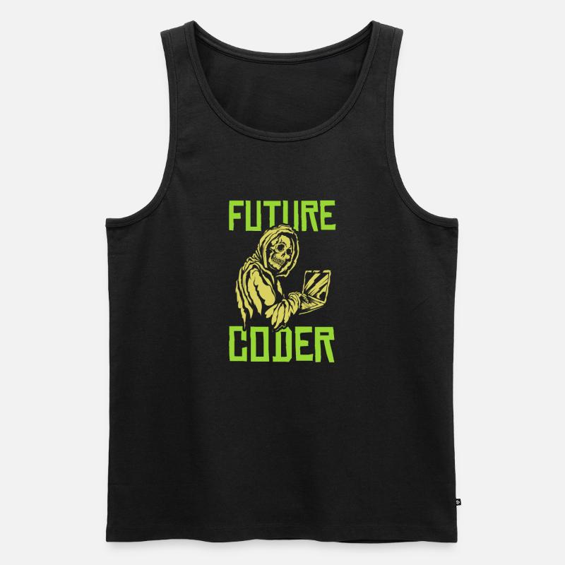 Developer Coder Programmer Skull - Men's Premium Organic Tank Top - black