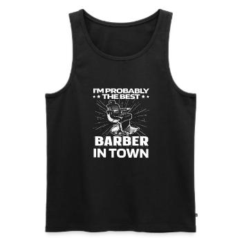 Barber Barbershop Stuhl - Männer Premium Bio Tank Top - Schwarz - Vorne - AI Model Male 178 light (178cm)