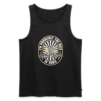 Frisbee drôle - Débardeur bio Premium Homme - noir - Devant - Michal (187cm)