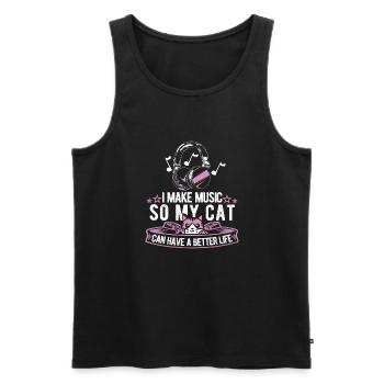 Tontechniker Toningenieur Katze - Männer Premium Bio Tank Top - Schwarz - Vorne - Michal (187cm)