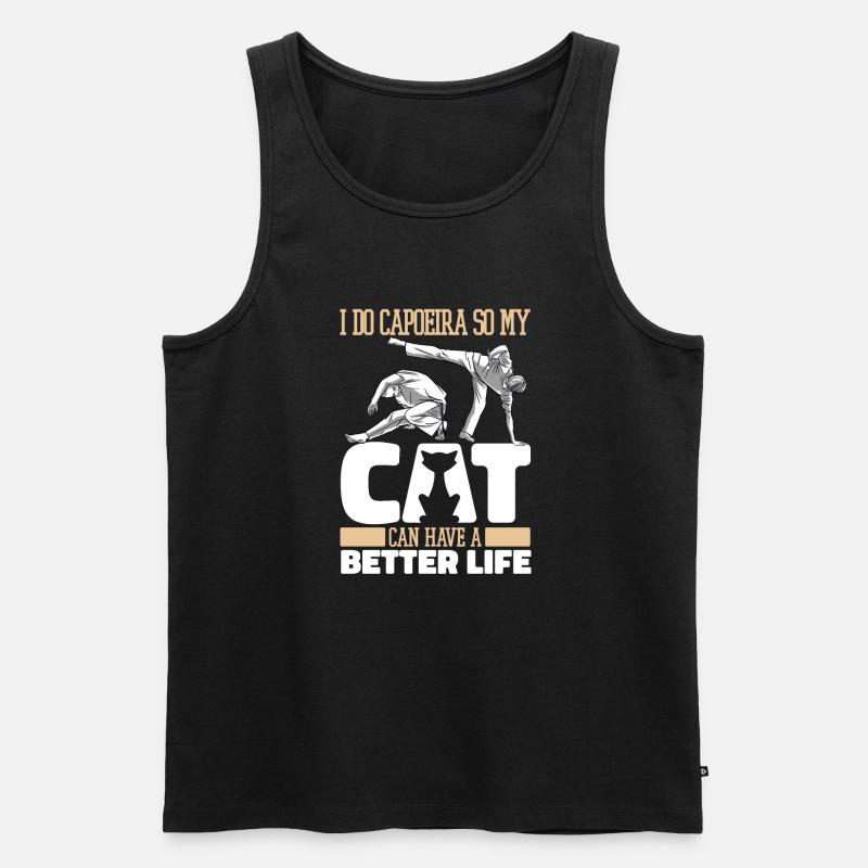 Capoeira Kampftanz Katze - Männer Premium Bio Tank Top - Schwarz