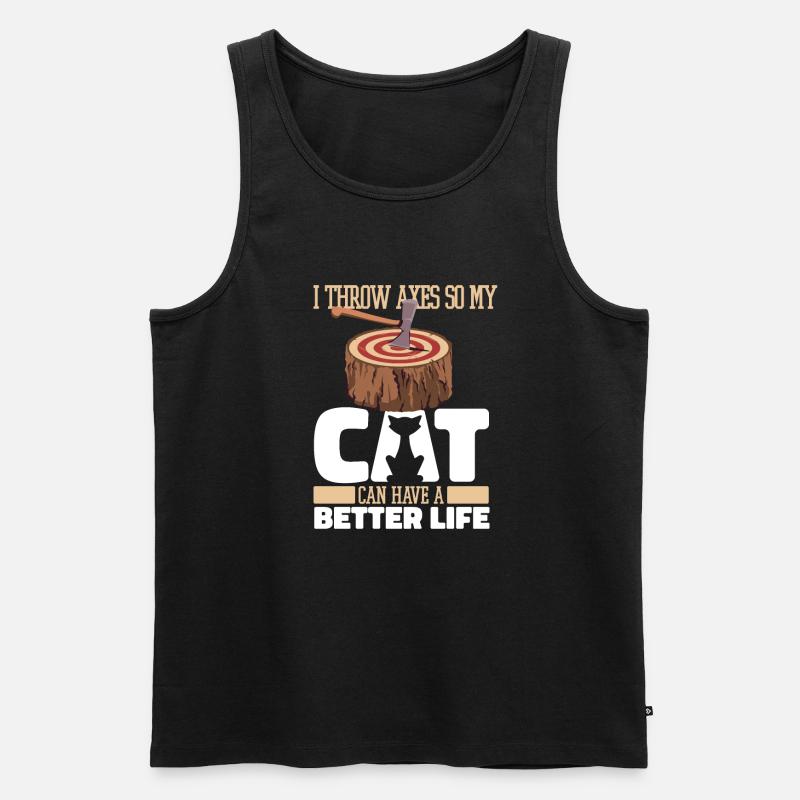 Axtwerfen Axtwerfer Katze - Männer Premium Bio Tank Top - Schwarz