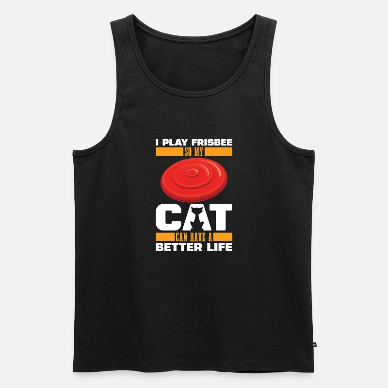 Frisbee Katze - Männer Premium Bio Tank Top - Schwarz