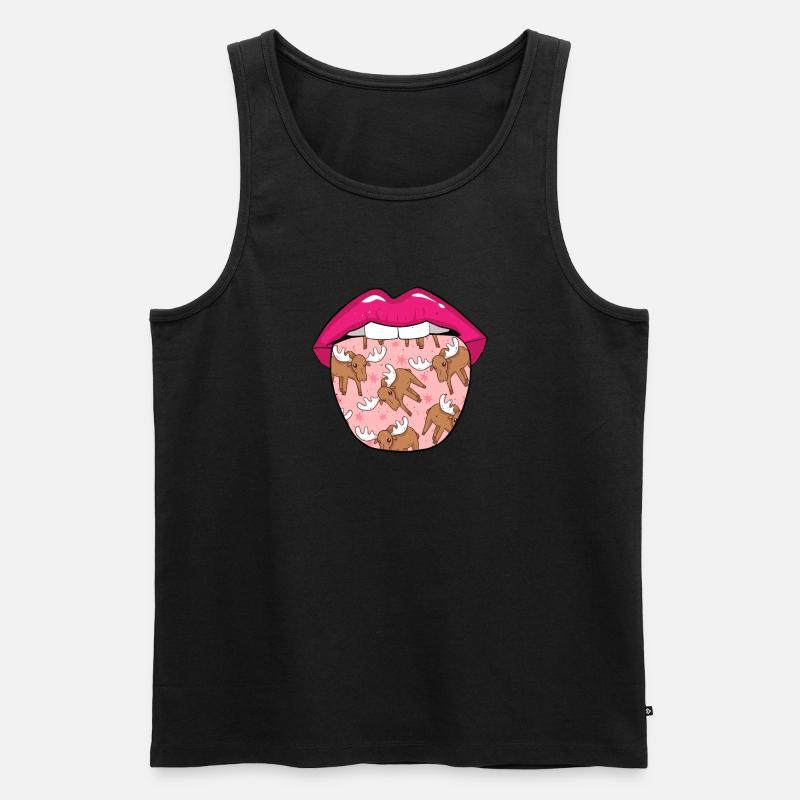 Elch Zunge - Männer Premium Bio Tank Top - Schwarz