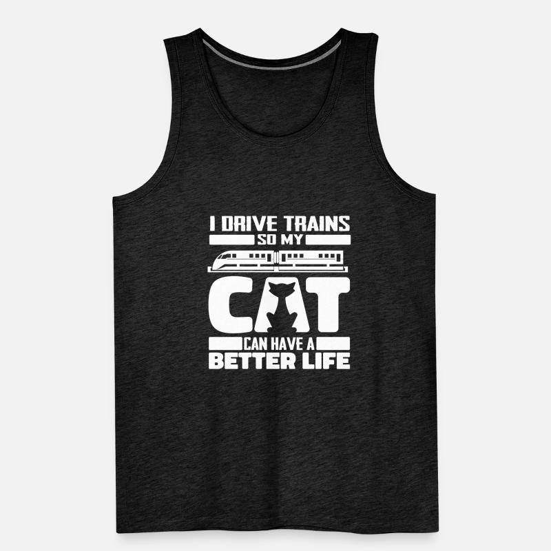 Engine driver train driver cat Men's Premium Organic Tank Top