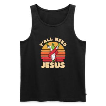 Christ Christianity Extraterrestrial Jesus - Men's Premium Organic Tank Top - black - Front - Michal (187cm)
