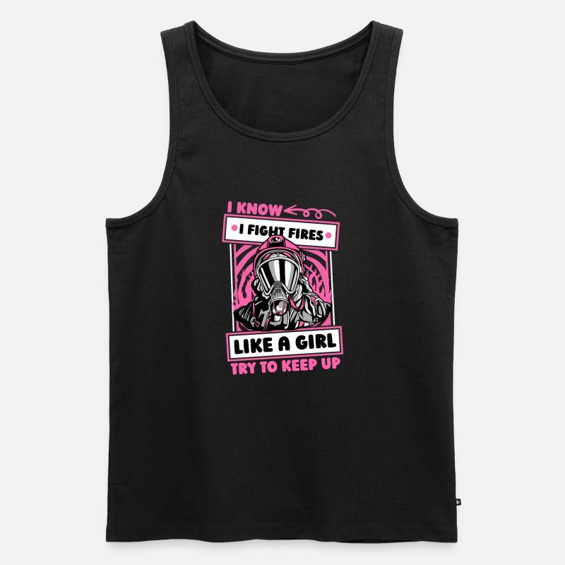 Feuerwehrmann Mädchen - Männer Premium Bio Tank Top - Schwarz